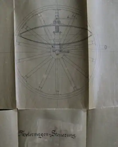 Benz Motorwagensteuerung 1900 technische Pergamentzeichnung (5436)