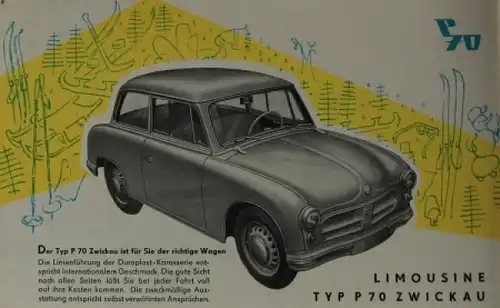 Trabant P 70 Typ Zwickau Modellprogramm 1956 Automobilprospekt (5605)