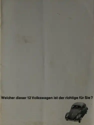 Volkswagen Käfer Modellprogramm 1962 "Welcher ist der richtige für Sie?" Automobilprospekt (5600)