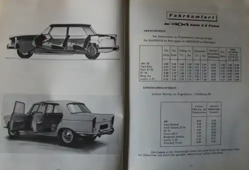 Peugeot 404 Modellprogramm 1960 "Erklärung und Vorführung" interner Verkaufskatalog (5642)