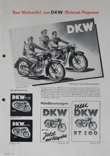 DKW Motorrad Modellprogramm 1951 "Neue Werbemittel" Motorradprospekt (5747)