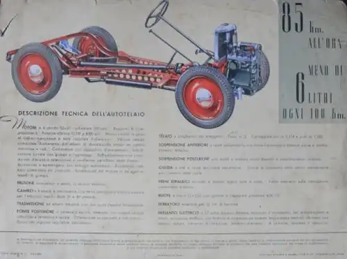 Fiat 500 Belina Modellprogramm 1939 Automobilprospekt (5753)
