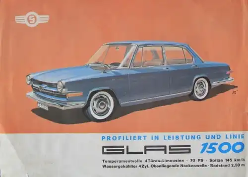 Glas 1500 Modellprogramm 1963 "Profiliert in Leistung" Automobilprospekt (5804)