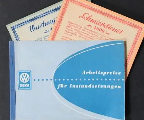 Volkswagen Arbeitspreise 1953 "Instandsetzungen Transporter - Limousine" Automobilprospekt (6047)