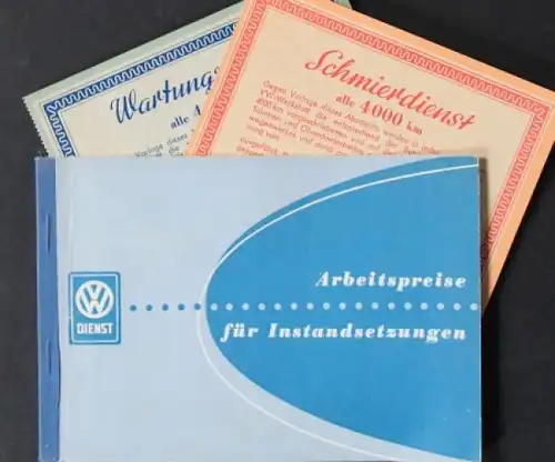 Volkswagen Käfer Arbeitspreise 1953 "Instandsetzungen Transporter - Limousine" Automobilprospekt (6047)