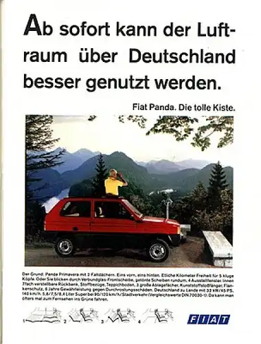 Fiat Panda Modellprogramm 1981 "Die tolle Kiste" Automobilprospekt (0708)