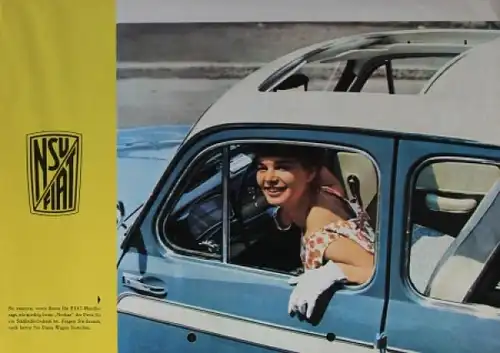 Fiat NSU Neckar Modellprogramm 1959 Automobilprospekt (6194)