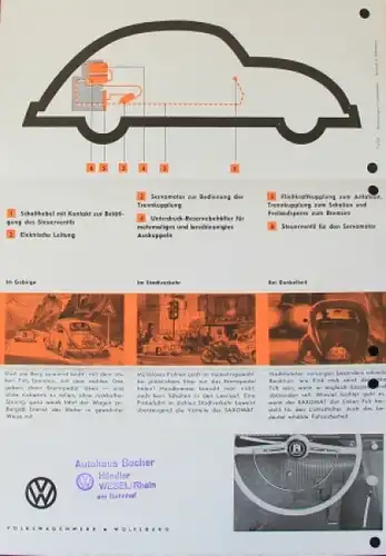 Volkswagen Käfer Modellprogramm 1958 Saxomat Automobil-Zubehörprospekt (6126)