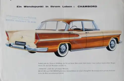 Simca Vedette Beaulieu Modellprogramm 1956 Automobilprospekt (6361)