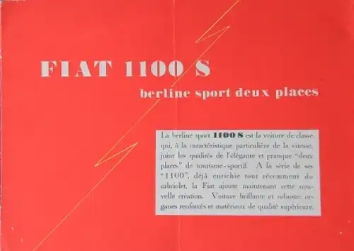 Fiat 1100 S Berline Sport Modellprogramm 1949 Automobilprospekt (6396)