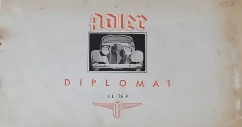 Adler Diplomat 3 Liter Modellprogramm 1934 Reuters Motive Automobilprospekt (6543)