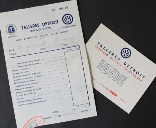 Volkswagen Modellprogramm 1953 "Talleres, Detroit - Madrid" Automobil-Servicekonvolut (6515)