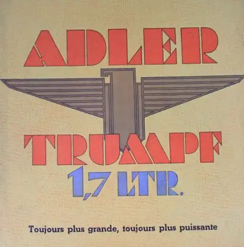 Adler Trumpf 1,7 Liter Modellprogramm 1937 Automobilprospekt (6775)