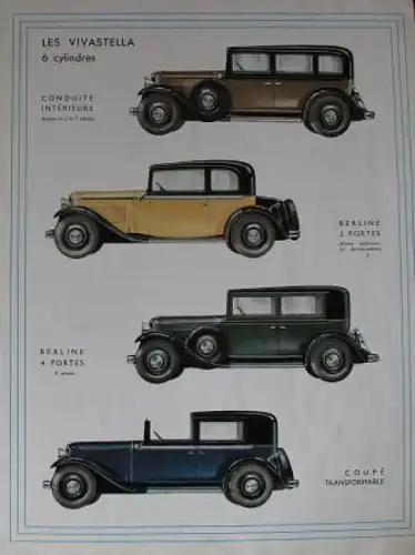 Renault Stella Modellprogramm 1932 Automobilprospekt (6783)