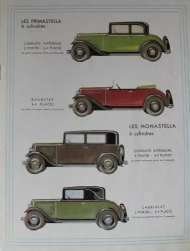 Renault Stella Modellprogramm 1932 Automobilprospekt (6783)