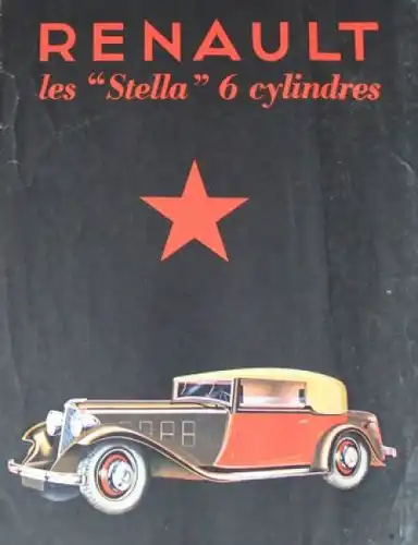 Renault Stella 6 Cylindres Modellprogramm 1932 Automobilprospekt (6790)