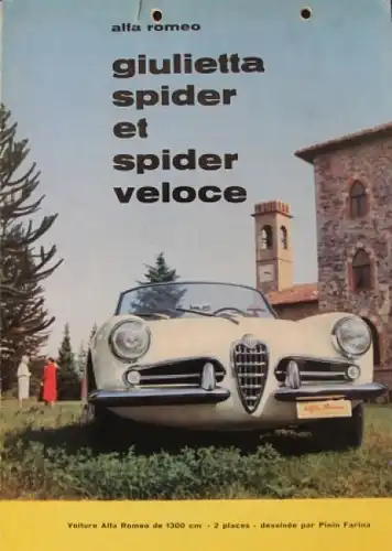 Alfa Romeo Giulietta Spider Veloce Modellprogramm 1960 Automobilprospekt (7451)