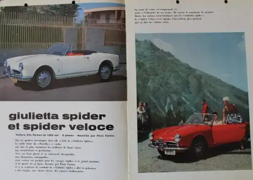 Alfa Romeo Giulietta Spider Veloce Modellprogramm 1960 Automobilprospekt (7451)