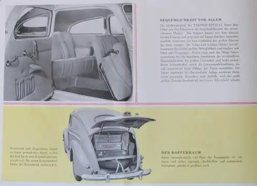 Ford Taunus Spezial Modellprogramm 1950 Reuters-Motive Automobilprospekt (7453)