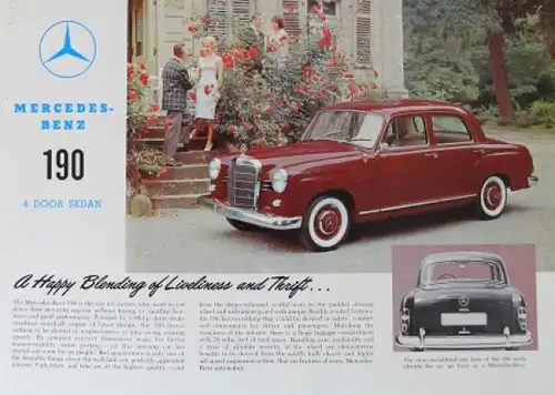 Mercedes-Benz 190 Fourdoor Sedan Modellprogramm 1959 Automobilprospekt (7526)