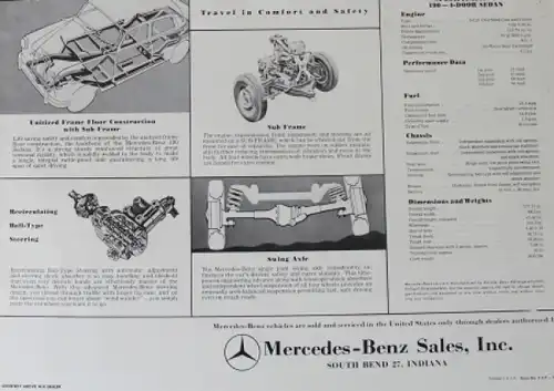 Mercedes-Benz 190 Fourdoor Sedan Modellprogramm 1959 Automobilprospekt (7526)