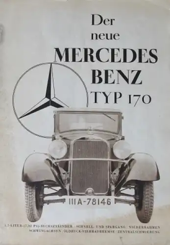 Mercedes-Benz 170 Modellprogramm 1931 "Der neue Mercedes" Automobilprospekt (7511)
