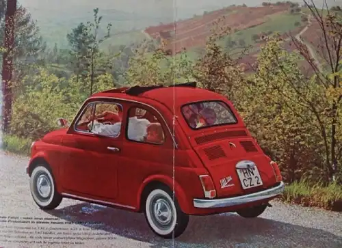 Fiat 500 F Luxus Modellprogramm 1962 Automobilprospekt (7760)