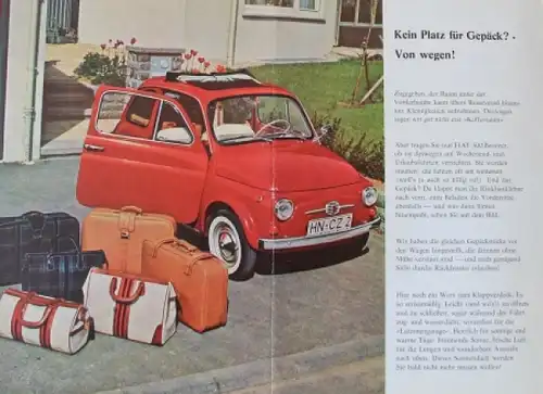 Fiat 500 F Luxus Modellprogramm 1962 Automobilprospekt (7760)
