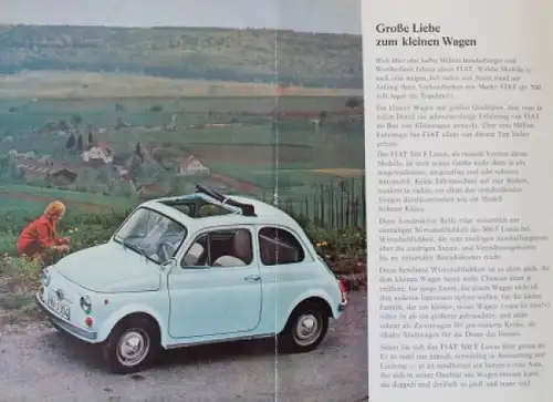 Fiat 500 F Luxus Modellprogramm 1962 Automobilprospekt (7760)