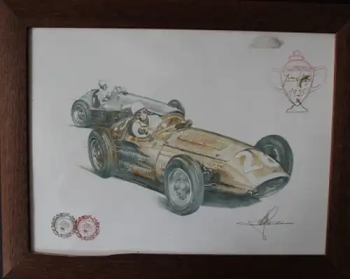 Ferrari Grand Prix Monte-Carlo 1955 "Golden Heart Collection" handkoloriertes und signiertes Saxo-Motiv (5666)