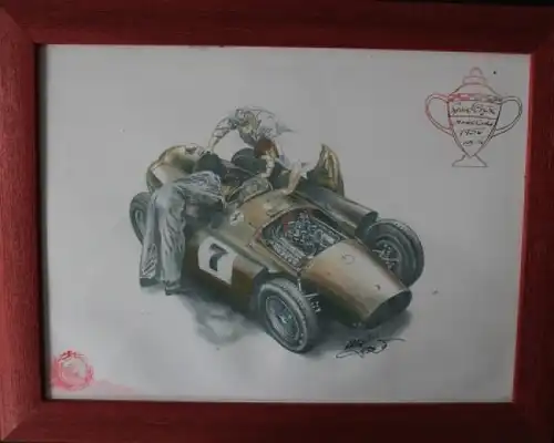 Ferrari Grand Prix Monte-Carlo 1956 "Golden Heart Collection" handkoloriertes und signiertes Saxo-Motiv (5664)