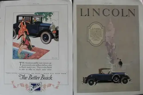 Lincoln Cabriolet - Buick Limousine 1926 zwei Werbeplakate (4892)