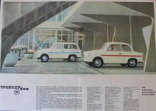 Trabant 600 Modellprogramm 1962 Automobilprospekt (8306)