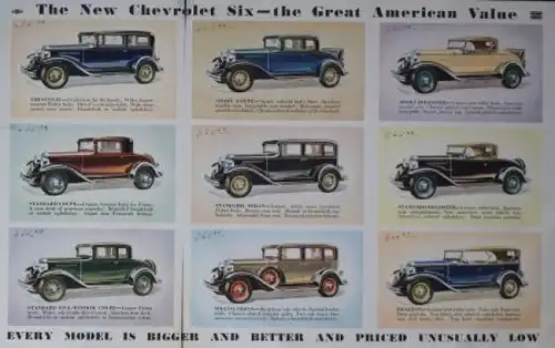 Chevrolet Six Modellprogramm 1930 Automobilprospekt (0168)