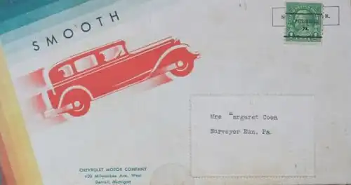 Chevrolet Six Modellprogramm 1930 Mailer "Smooth" Automobilprospekt (0165)