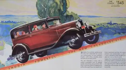 Chevrolet Six Modellprogramm 1930 Mailer "Smooth" Automobilprospekt (0165)
