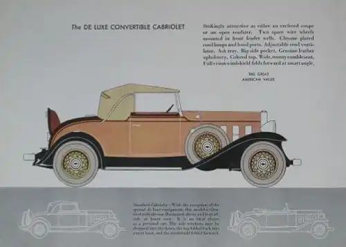 Chevrolet Six Modellprogramm 1931 "The great American Value" Automobilprospekt (0149)