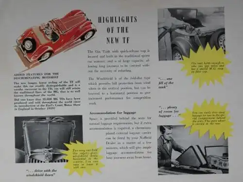 MG TF Modellprogramm 1953 "The new T.F. Series" Automobilprospekt (0224)