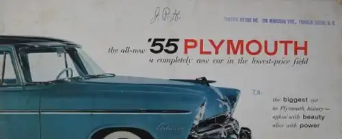 Plymouth Modellprogramm 1955 "The biggest car in Plymouth history" Automobilprospekt (0251)