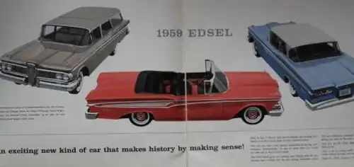 Edsel Ford Modellprogramm 1959 "The car that makes history" Automobil-Prestigeprospekt (0262)