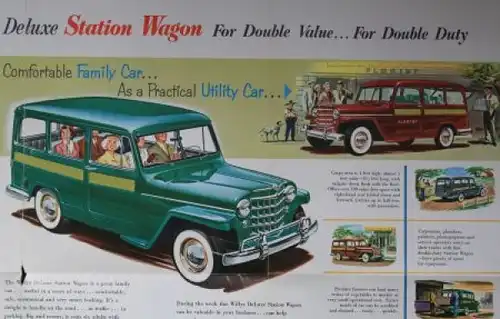 Willys DeLuxe Station Wagon Modellprogramm 1950 Automobilprospekt (0282)