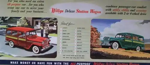 Willys DeLuxe Station Wagon Modellprogramm 1950 Automobilprospekt (0282)