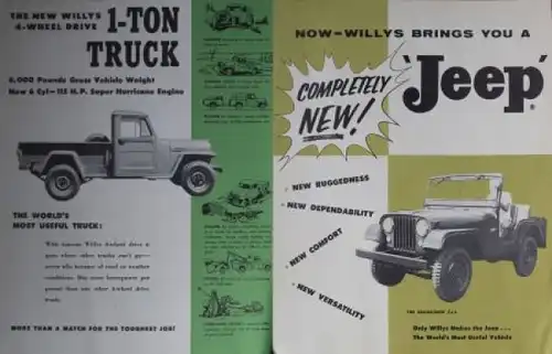 Willys Jeep Modellprogramm 1955 Angebotsmappe mit 5 Prospekten (0320)