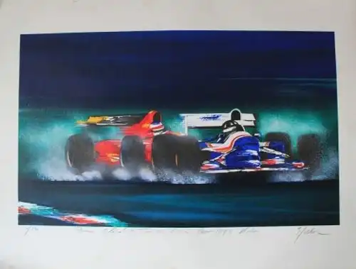 Motor-Rennsport Formel 1 1995 Artwork von Elisabeth Tamms nummeriert, signiert (2022)