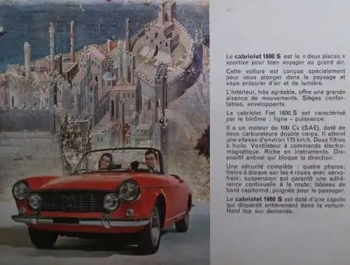 Fiat 1600 S Cabriolet Modellprogramm 1962 Automobilprospekt (0089)