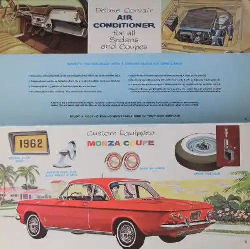 Chevrolet Corvair Modellprogramm 1962 "Custom Features" Automobilprospekt (0085)