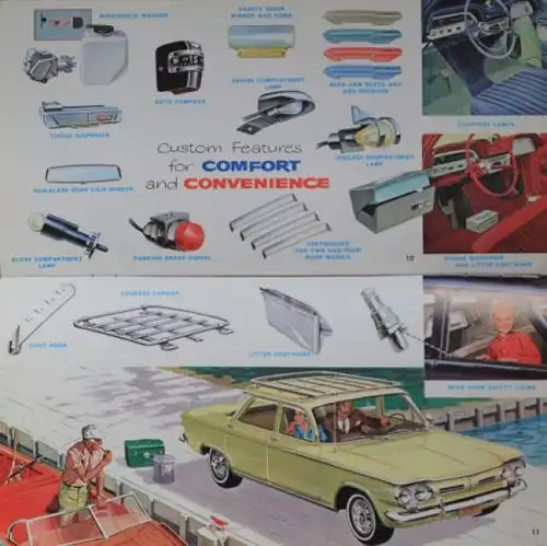 Chevrolet Corvair Modellprogramm 1962 "Custom Features" Automobilprospekt (0085)
