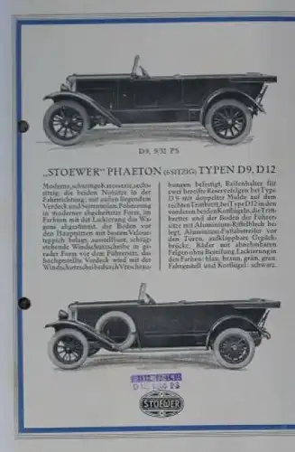 Stoewer Automobile Modellprogramm 1925 Automobilprospekt (0116)