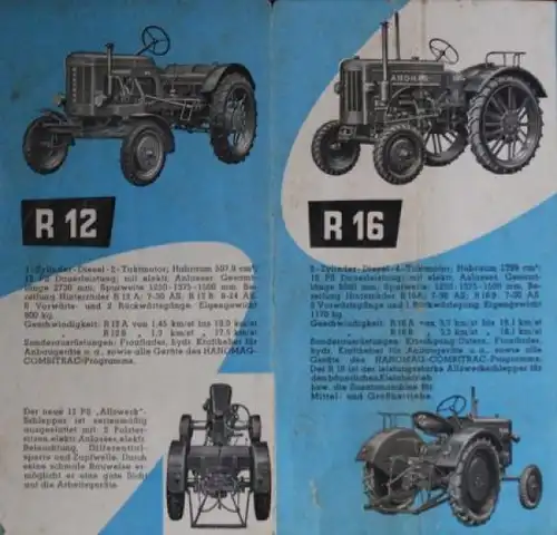 Hanomag Combitrac R12 - R45 Modellprogramm 1948 Traktorprospekt (0127)