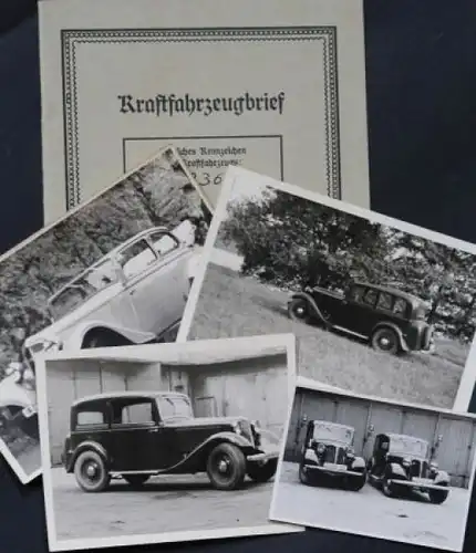 Adler 25 PS Kabrio-Limousine 1939 Kraftfahrzeugbrief und 4 Fotos (0133)